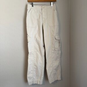 Abercrombie & Fitch Women’s Curve Love Relaxed Cargo Cream Pants, Size 28 Long